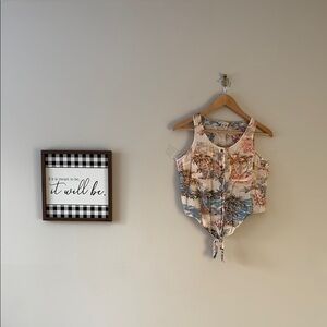 American Eagle Floral Tie-Front Sleeveless Top - Medium